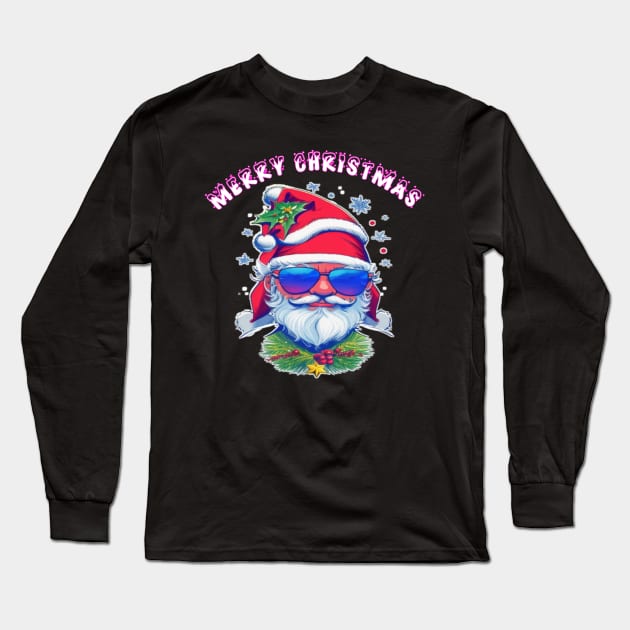 cute Santa Claus in sunglasses Long Sleeve T-Shirt by sukhendu.12